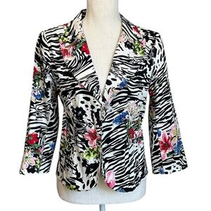 Passion Concept Zebra Floral Fashion Blazer Women’s Size Medium